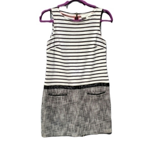 LOFT 60's Vibe Striped Knit Cotton Cocktail Sleeveless Dress Size 0‎
